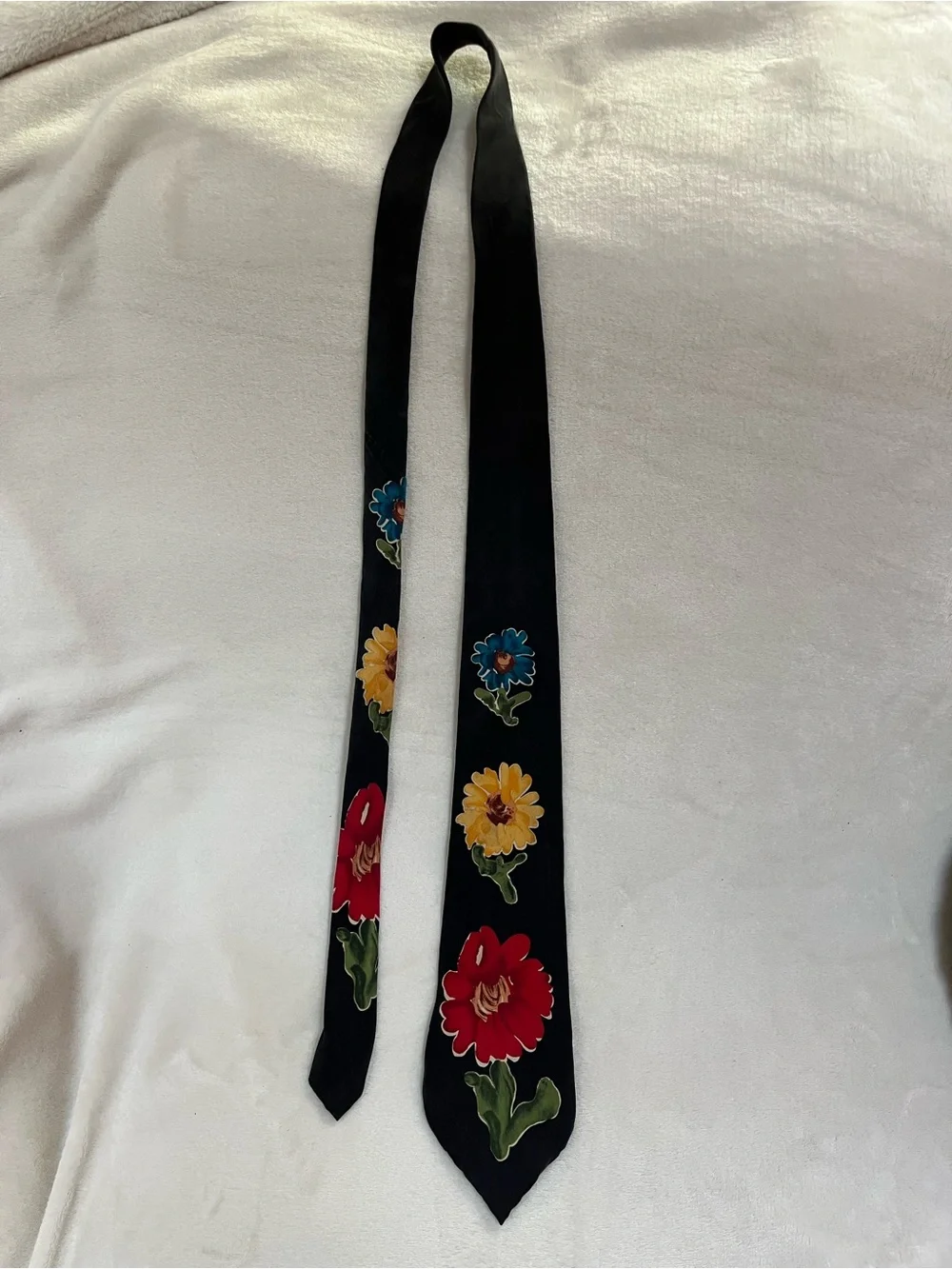 Save The Children Men's Neck Tie Happy Flowers By Jonathan Novelty Silk Black